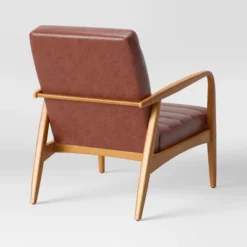 Northway Channel Tufted Wood Armchair Brown Faux Leather - Project 62™ -Best Household Products GUEST 20d09d47 9eaf 4d7d ac87 605b97dbae27