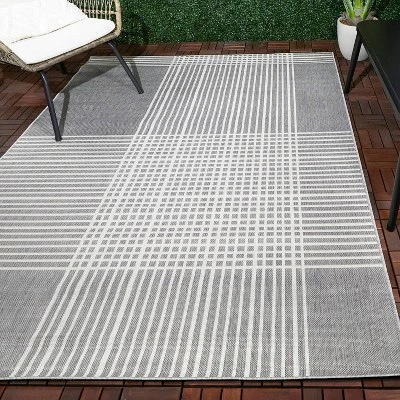 9' X12' Plaid Outdoor Rug Gray - Project 62™ 1 9' X12' Plaid Outdoor Rug Gray - Project 62™