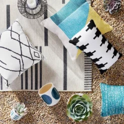 5' X 7' Outdoor Rug Multitier Bars Gray/Cream - Project 62™ -Best Household Products GUEST a38265eb 2101 4383 8685 ca95bb7f898a 1