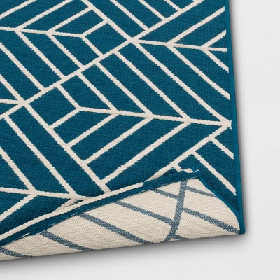 Zig Zag Geo Outdoor Rug Teal - Project 62™ 3 Zig Zag Geo Outdoor Rug Teal - Project 62™ - Image 3