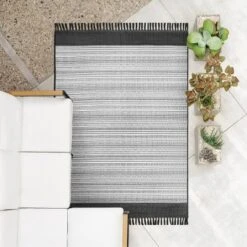 5' X 7' Outdoor Rug Striped Fringe Black - Project 62™ -Best Household Products GUEST cd564f5b 1bfc 4256 a3d9 97e6d89b24db 1
